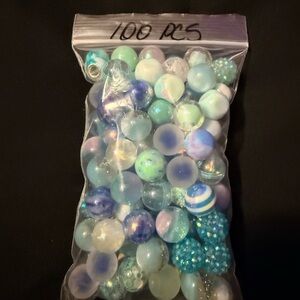 Bag of Mixed Blue & Aqua Decorative Beads